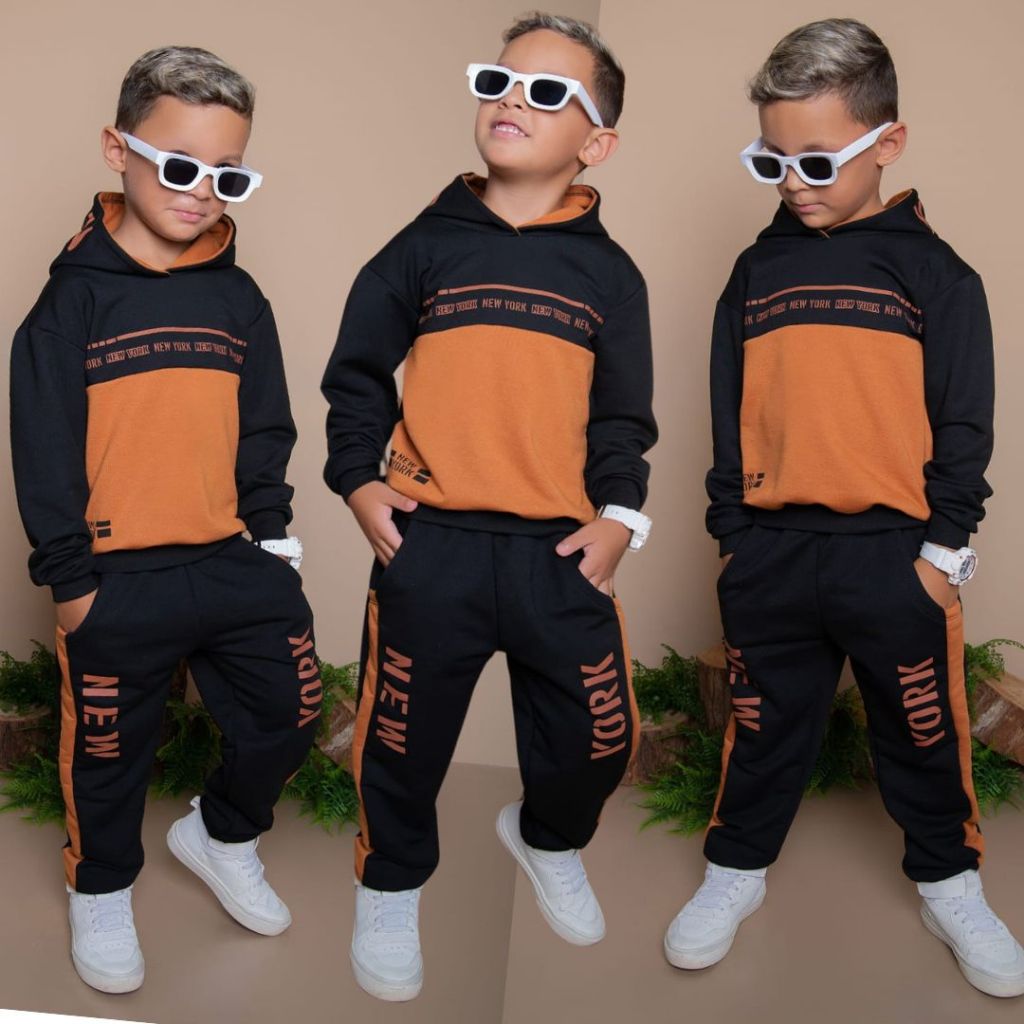 Conjunto Infantil Menino Moletinho Inverno Lançamento Blusa e Calça do 2 ao 14 anos Agasalho em Oferta na Shopee