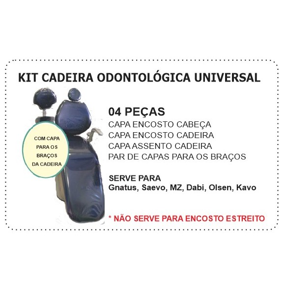Capa P/ Cadeira Odontológica, Mod Universal com capas dos braços, Em Plástico Transparente