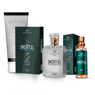 Kit Masculino Premium Imortal: Perfume 100ml + 15ml + Hidratante | Amakha Paris em Oferta na Shopee