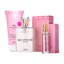 Kit Premium 521 Vip Rosé: Perfume 100ml + 15ml + Hidratante | Amakha Paris