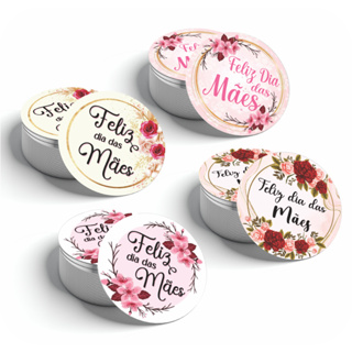 100 Adesivos Feliz Dia Das Mães 4x4cm Redondo - Mais de 70 modelos em Oferta na Shopee