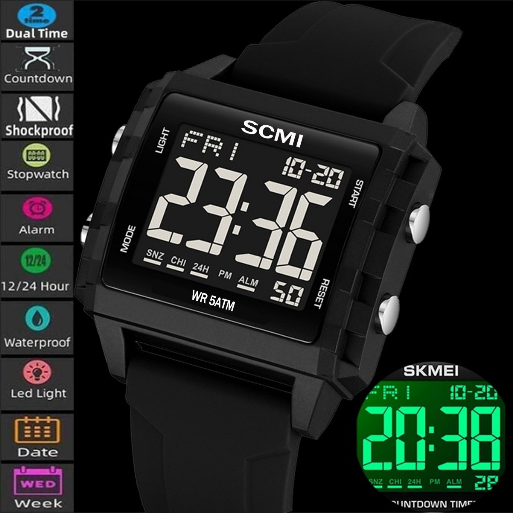 Relógio Digital Unissex Quadrado De LED Eletrônico à prova d'água 30M em Oferta na Shopee