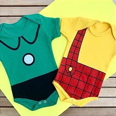 Kit Body Bebê Gêmeos Turma Da Mônica Cascão Cebolinha