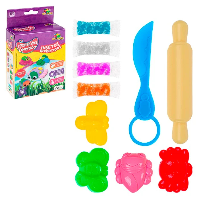 Kit Massinha Divertida Insetos Divertidos 10 Peças - Art Brink