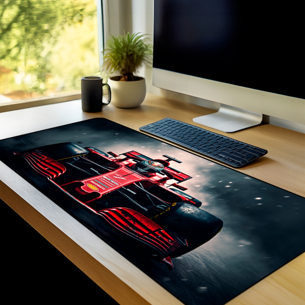 Mouse Pad Gamer F1  Antiderrapante Grande 70x35 80x35 90x40 90x50 cm Borda Costurada