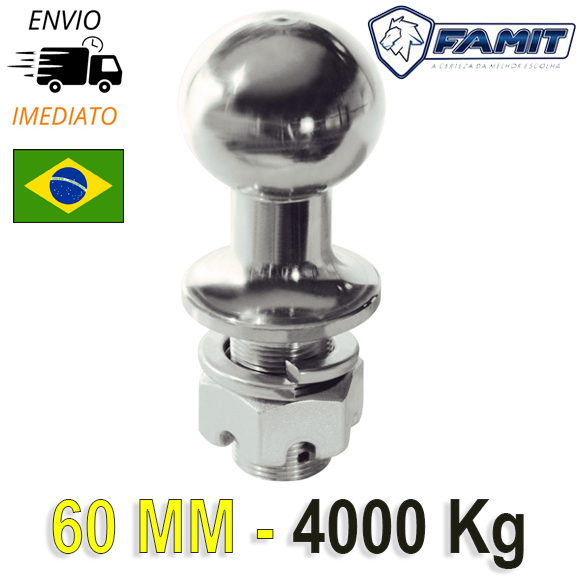 Bola Esfera De Engate Reboque Carretinha Forjada 60 Mm 4000 Kg Trenzinho Trailer Barco Lancha