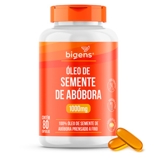 Bigens Óleo de Semente Abóbora 1000mg - 80 Cápsulas Prensado a Frio - Ômega 9 e 6 - Zero Glúten em Oferta na Shopee