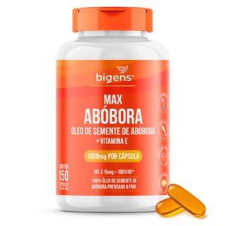 Max Abóbora, Óleo de Semente de Abóbora c Vitamina E, 1000mg, Prensado a Frio, Biogens, 150 cápsulas em Oferta na Shopee