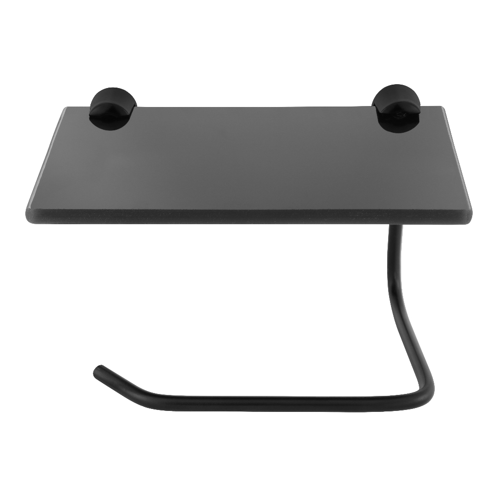 Papeleira Porta Papel Higiénico Com Prateleira De Vidro Para Celular Pretro Fosco em Oferta na Shopee