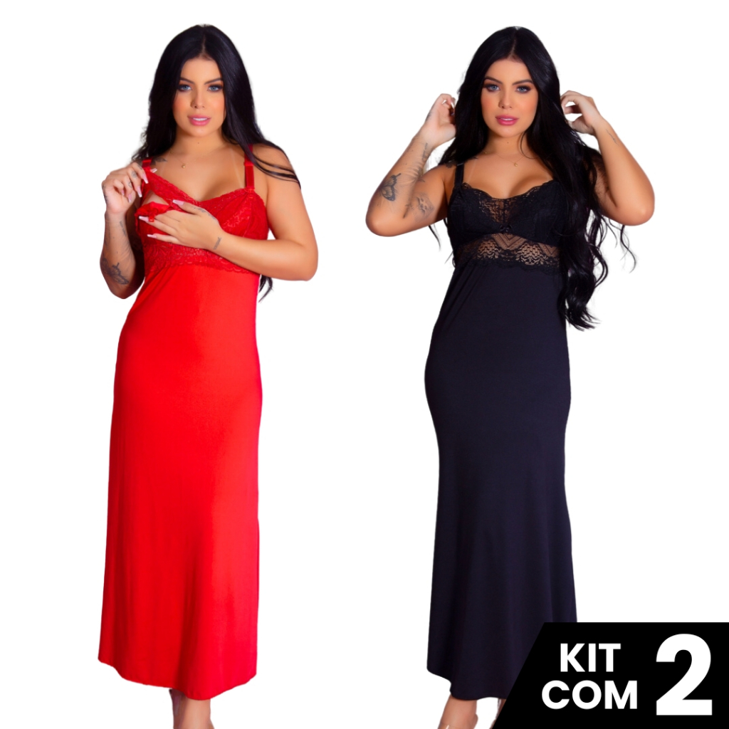 kit 2 Camisola Longa Amamentação Com Recorte Lateral Sensual Prática Confortável