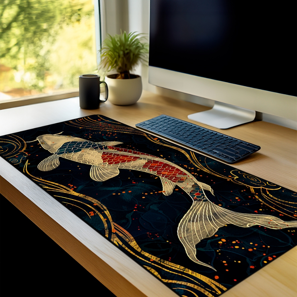 Mouse Pad Gamer Fish  Antiderrapante Grande 70x35 80x35 90x40 90x50 cm Borda Costurada em Oferta na Shopee