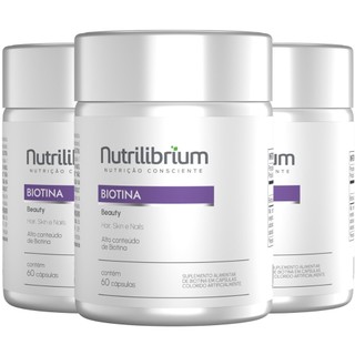 Kit 3x Biotina Beauty Premium Cabelos Pele Unhas - 180 Caps Nutrilibrium em Oferta na Shopee