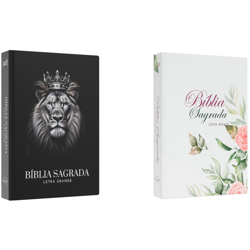Kit Bíblia Sagrada ACF | Letra Grande | Leão Majestade + Bíblia Sagrada NVI | Letra Grande | Floresça em Jesus - Books & Magazines