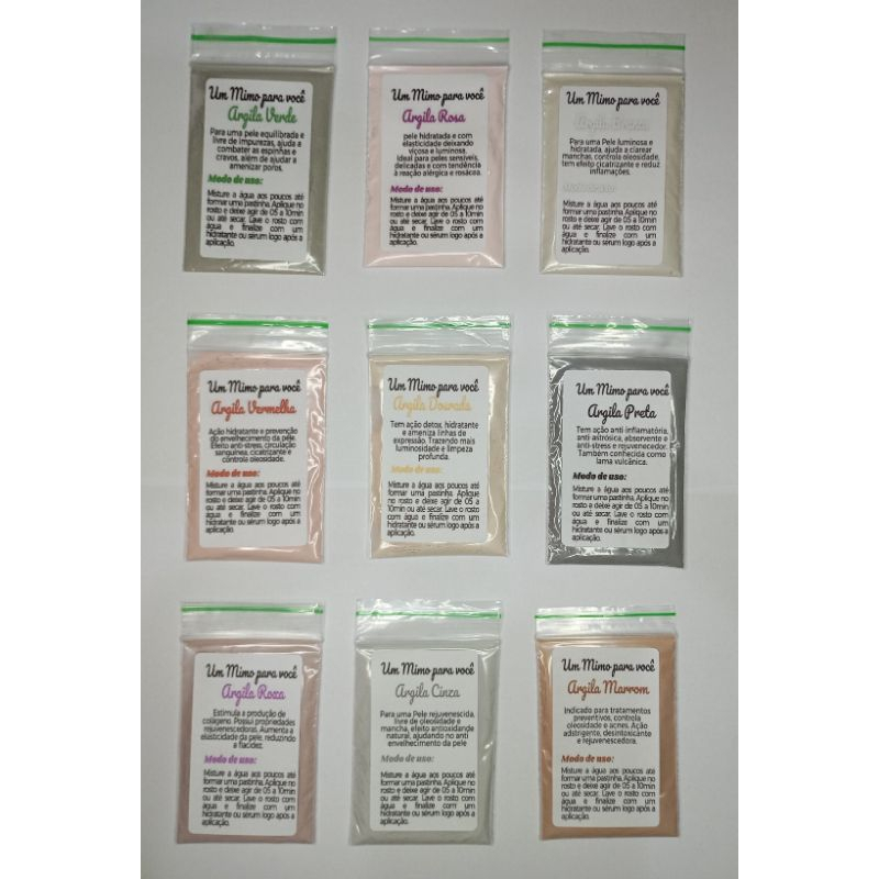 mimo para clientes argila em pó 60 un saquinhos adesivados em Oferta na Shopee