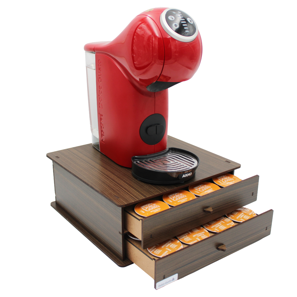 Porta Máquina E Capsulas De Café Dolce Gusto, Nespresso E 3 Corações  2 Gavetas Organizadoras MDF