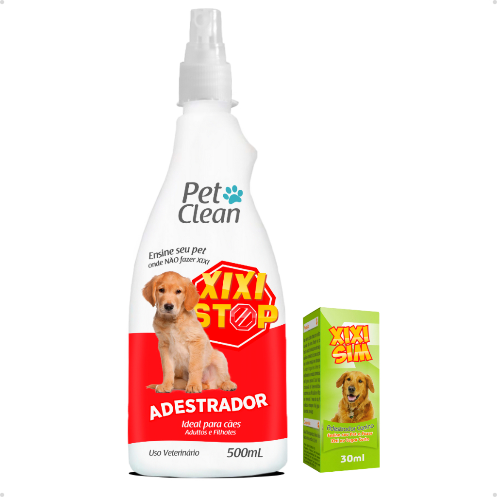 Kit Adestrador Educador Sanitário Cachorro Adestramento Pet Clean Xixi Stop 500 ml + Xixi Sim 30 ml em Oferta na Shopee