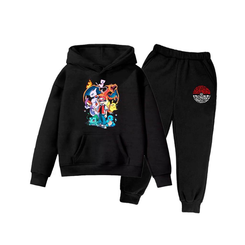 Conjunto Moletom Infantil Blusa de Frio e Calça Pokemon Desenho Menino