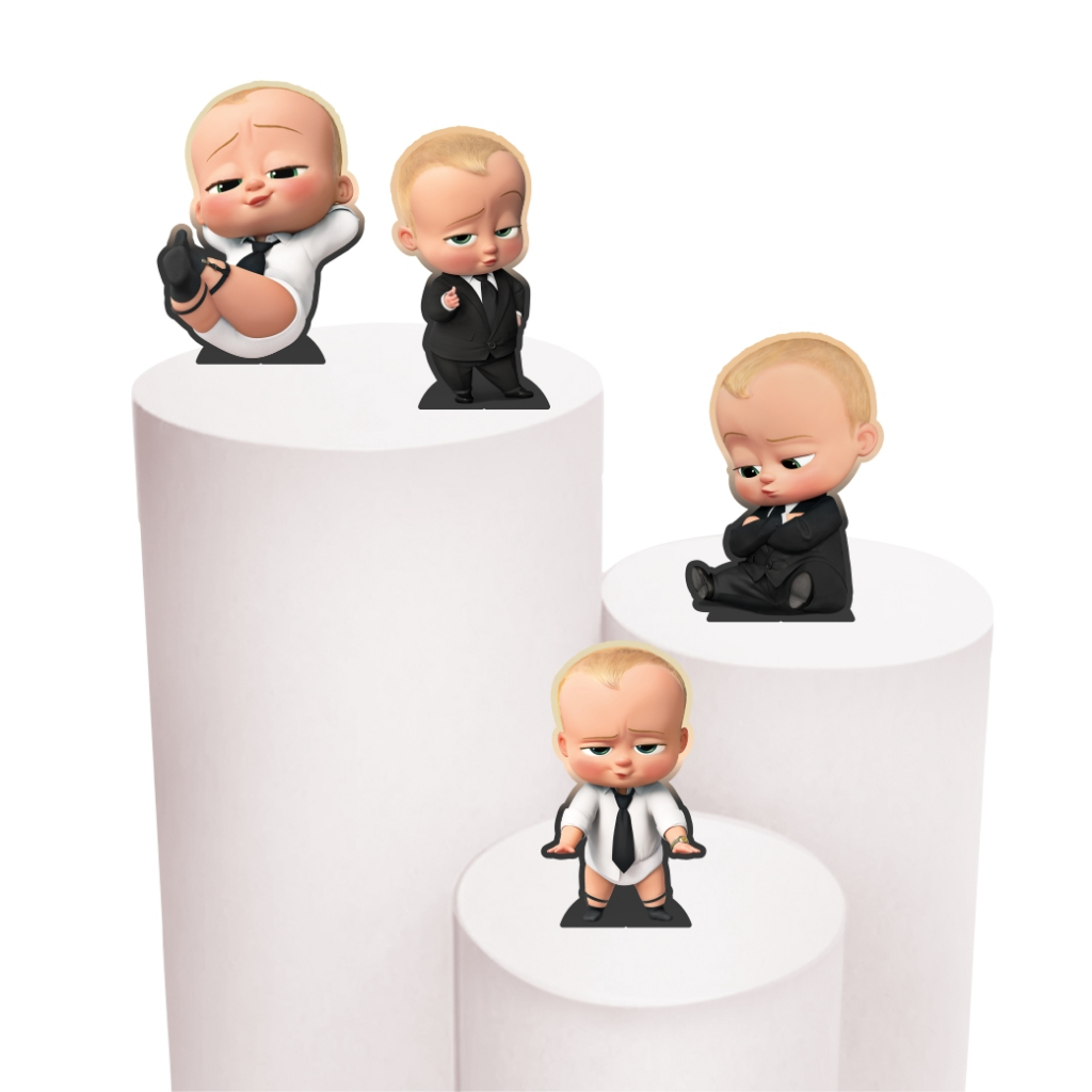 Kit de Display 4 de 20cm Totens para Decoração de Festa Poderoso Chefinho em MDF Cortado a Laser