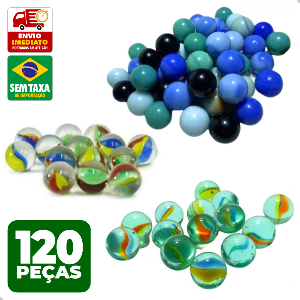 Kit Bolinha de Gude Vidro Bolicão Americana Leitosa 20 50 120 Peças 99Toys