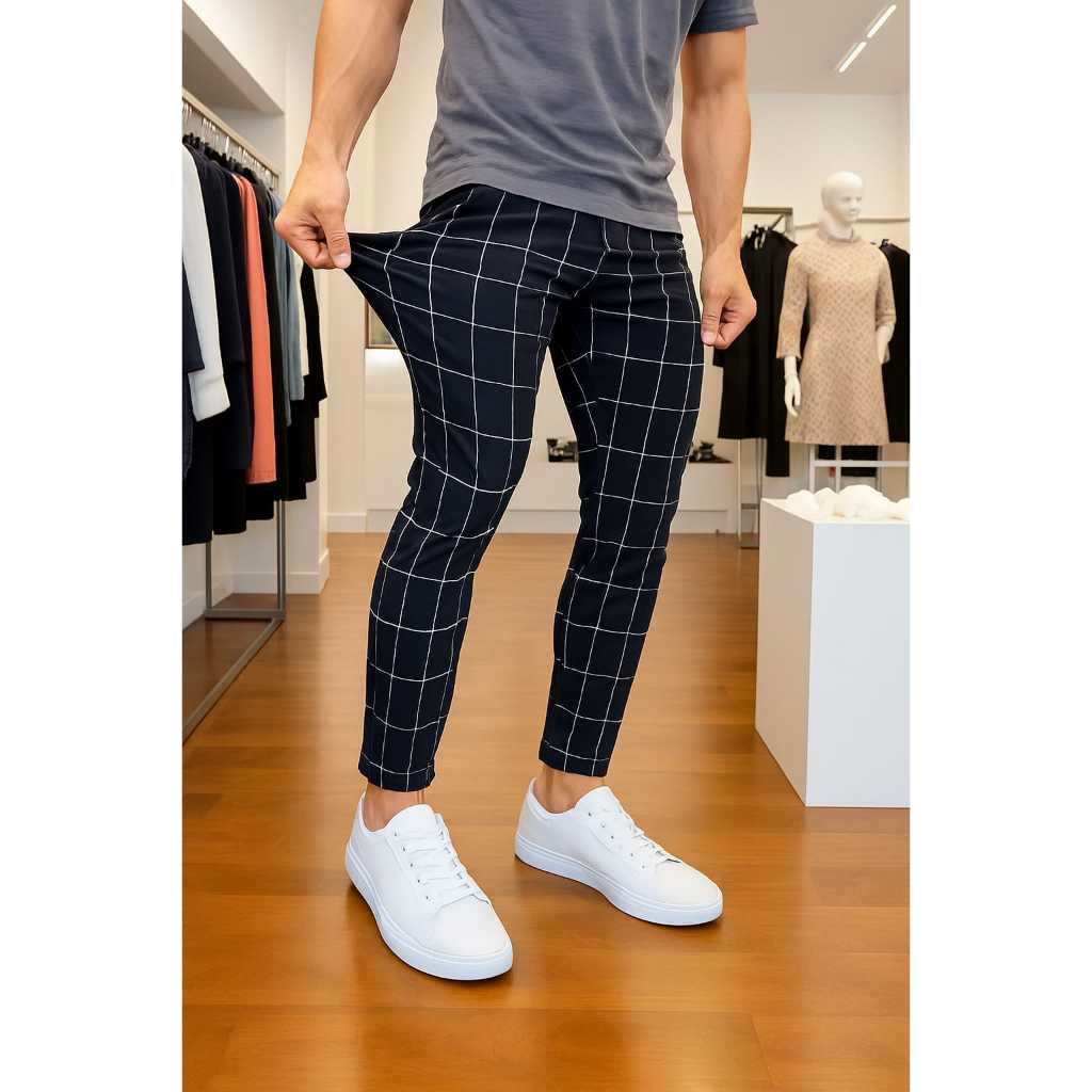 Calça Quadriculada Jogger Xadrez Masculina Bengaline Exclusiva Estampada Grande