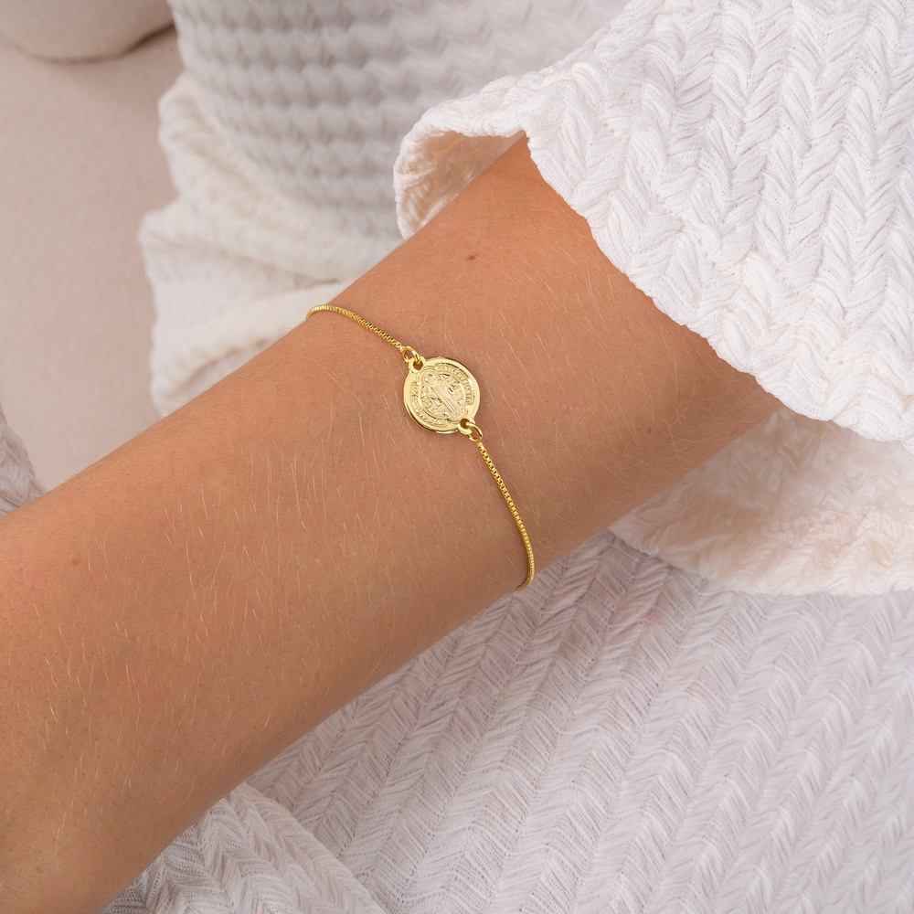 Pulseira São Bento com Banho em Ouro 18k em Oferta na Shopee