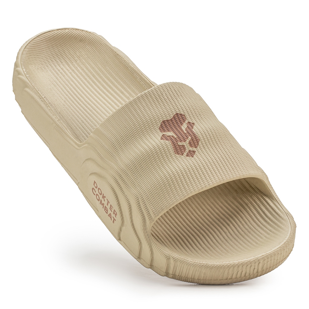 Chinelo Slide Nuvem Masculino Dokter Combat EVA Anatômico Super Leve Bege Preto