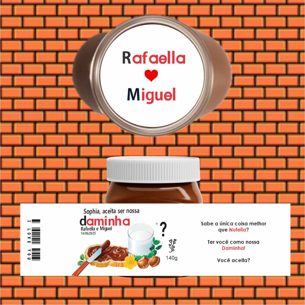 Adesivos Nutella 140g Daminha Padrinho Madrinha Florista Pajem
