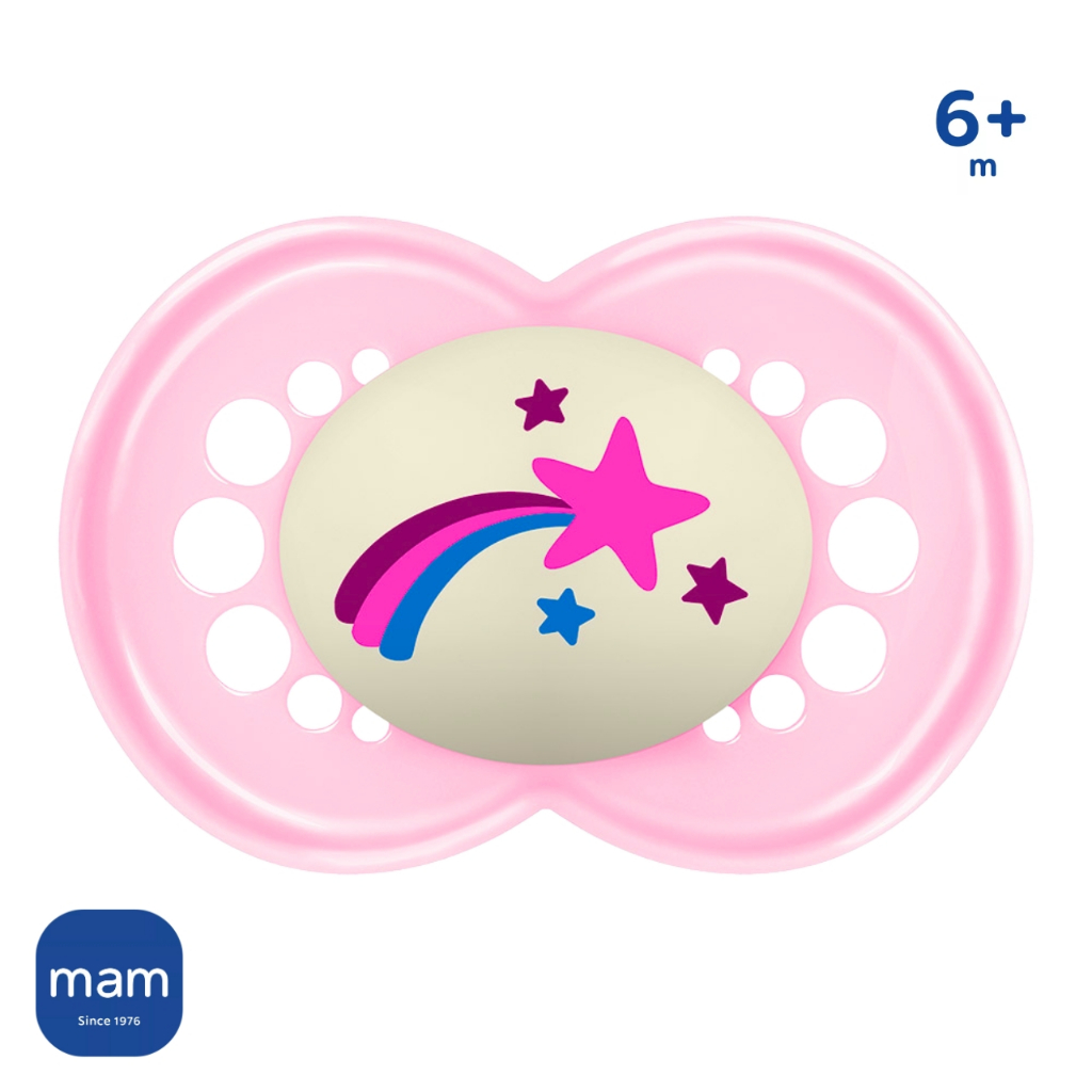 Chupeta Silicone Mam Brilha Escuro Night 6+ M Meninas Bebê Bico Silicone Original