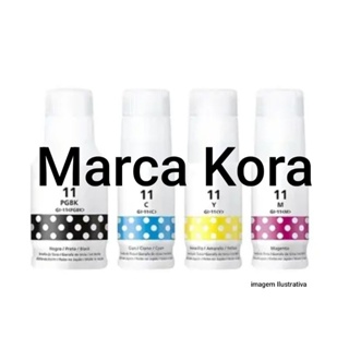 Kit 4 Tinta Kora Para Canon Gi-11 Gi11 G3160 G2160 - 4 Cores Tinta Preto - Amarelo - Magenta - Ciano em Oferta na Shopee