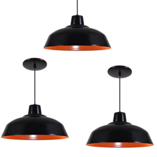 Kit 3 Luminaria Prato 30 Lustres ( Preto com a Textura Bronze )