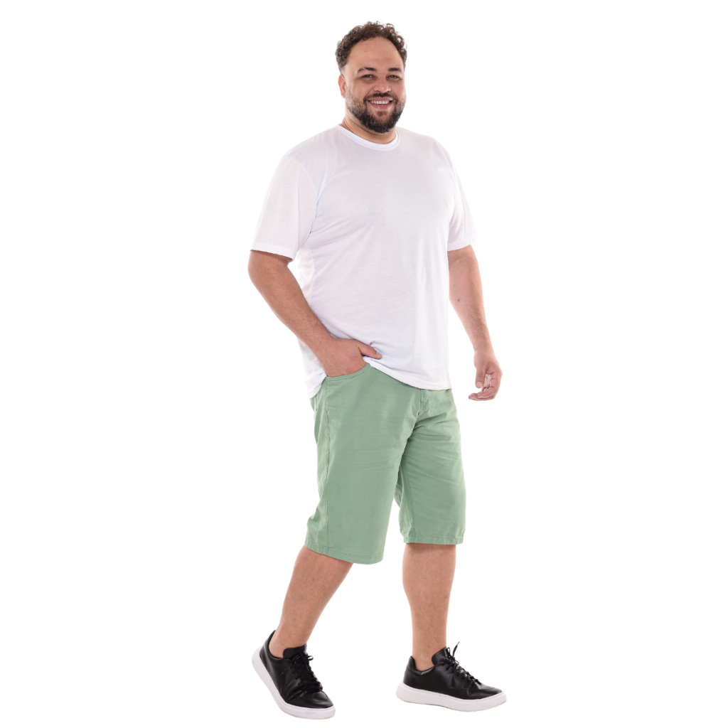 Alleppo Jeans Bermuda Masculina Plus Size em Sarja, Verde