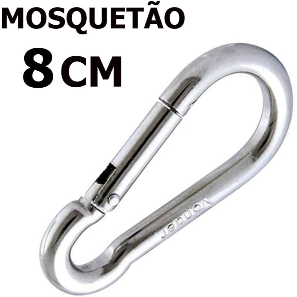 Kit 20 Mosquetão Aço Carbono 8cm 8x80 Trava Simples Academia Suporta 230kg
