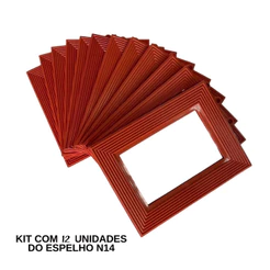 Espelho Moldura Laranja N 14 Barbearia 14 x 20 Cm kit 12 pcs