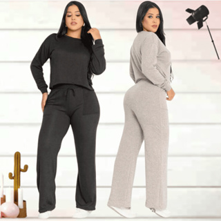 Conjunto  Feminino mais vendido Lanzinha  blusa despojada mulet calça Casual outono/inverno 2025 em Oferta na Shopee