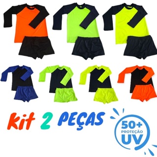 Conjunto Infantil Juvenil Moda Praia Menino Camisa Manga Longa e Sunga com Proteção UV50+ em Oferta na Shopee