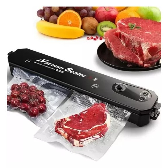 Máquina Seladora Embalagem A Vácuo Portátil Alimentos Bivolt Elétrica Embala Conservação + 10 Sacos