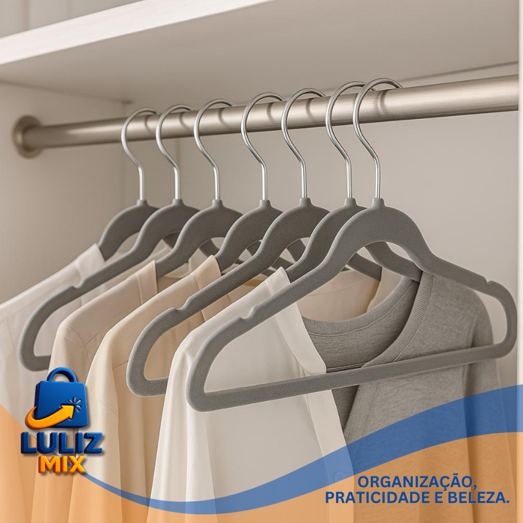 Kit Cabides Veludo Para Roupas Adulto 10 20 Unidades Fino Resistente Cabide Bonito