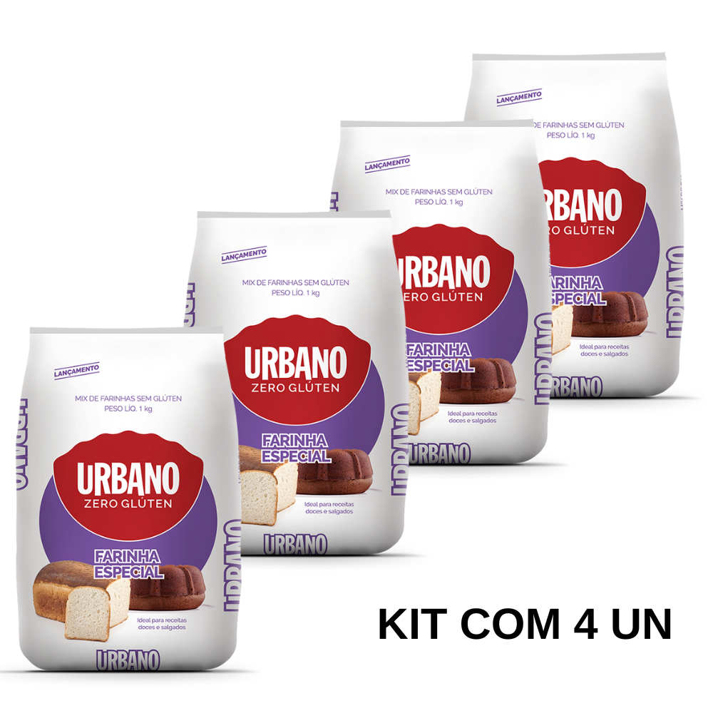 Kit Mix de Farinhas Sem Glúten Urbano 4x1 Kg em Oferta na Shopee
