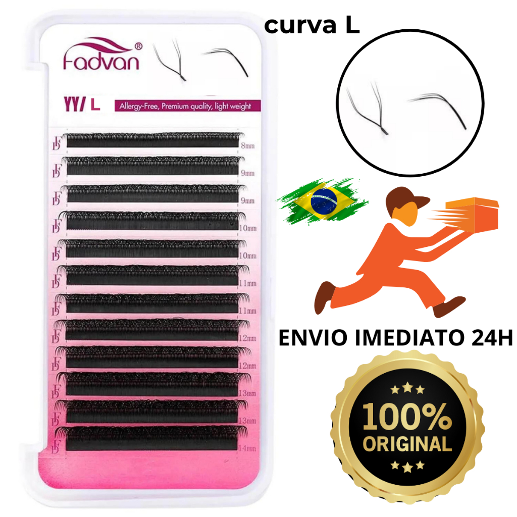 Cilios Fadvan Y Curva L Efeito Delineado Volume Brasileiro Alongamento Extensão Fio a fio em Oferta na Shopee