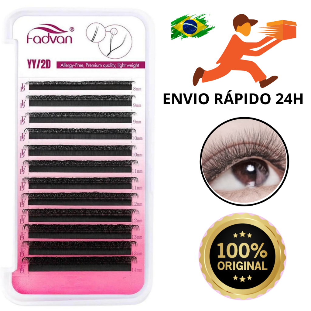 Cílios Fadvan YY volume Brasileiro Curvatura D para Extensão de Cílios fio a fio envio imediato em Oferta na Shopee