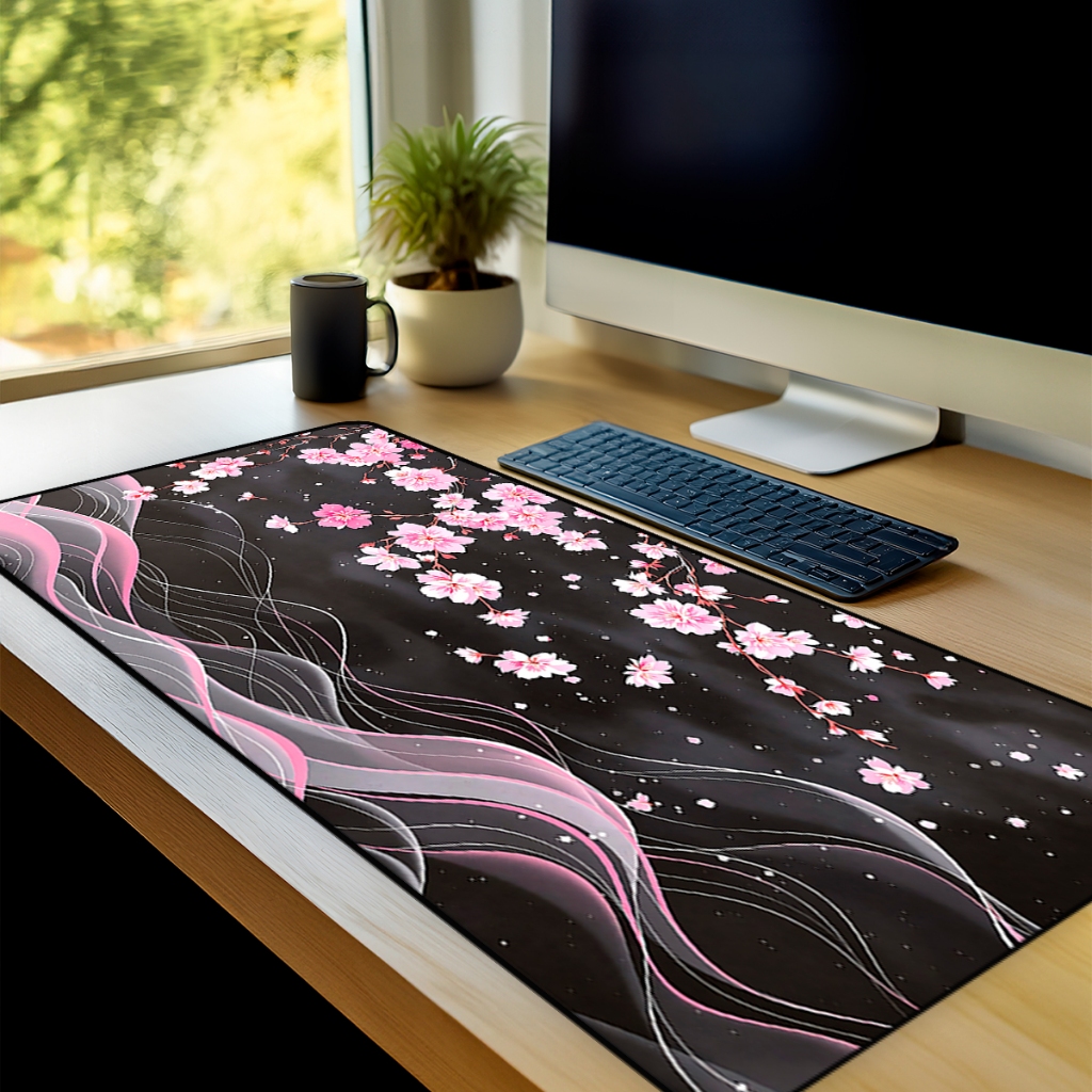 Mouse Pad Gamer Flores Asiaticas Antiderrapante Grande 70x35 80x35 90x40 90x50 cm Borda Costurada em Oferta na Shopee