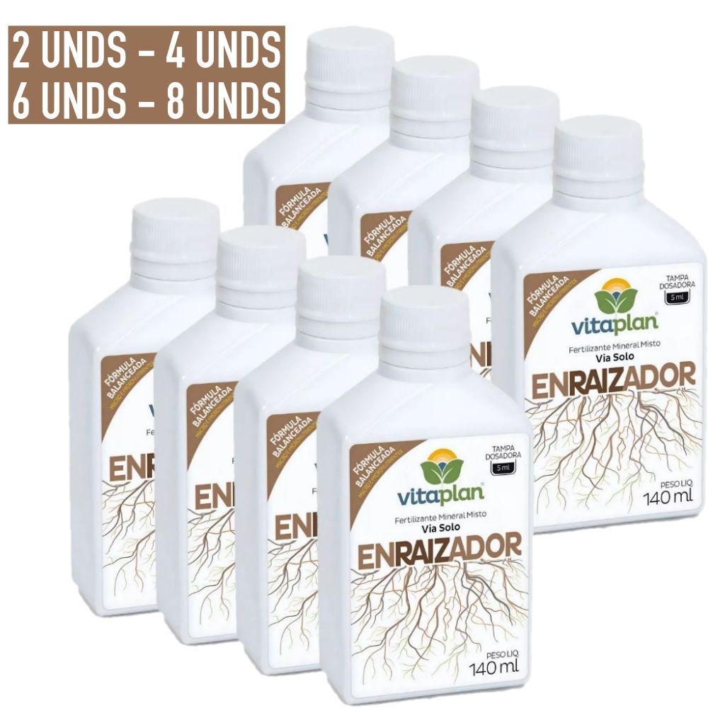 Kit Fertilizante Líquido Mineral Enraizador c/ 140ml VITAPLAN em Oferta na Shopee