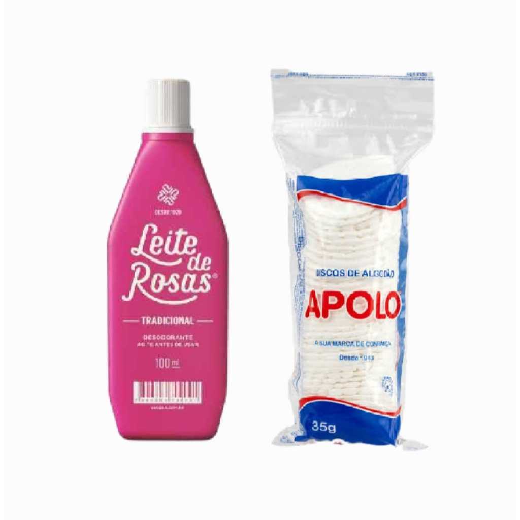 Kit 2 Produtos 1 Leite De Rosas 100ml + 1 Algodão Disco Apolo 35g