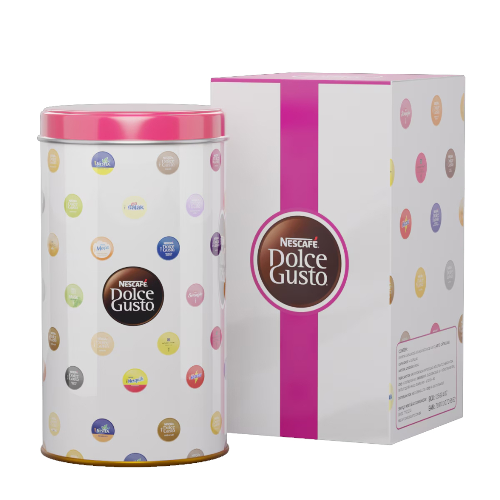 Porta Cápsulas Lata Nescafé Dolce Gusto em Metal Porta 14 Cápsulas