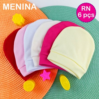 Kit 6 Toucas Coloridas Malha Canelada Touquinha Enxoval Bebê Recém Nascido e Saída Maternidade em Oferta na Shopee