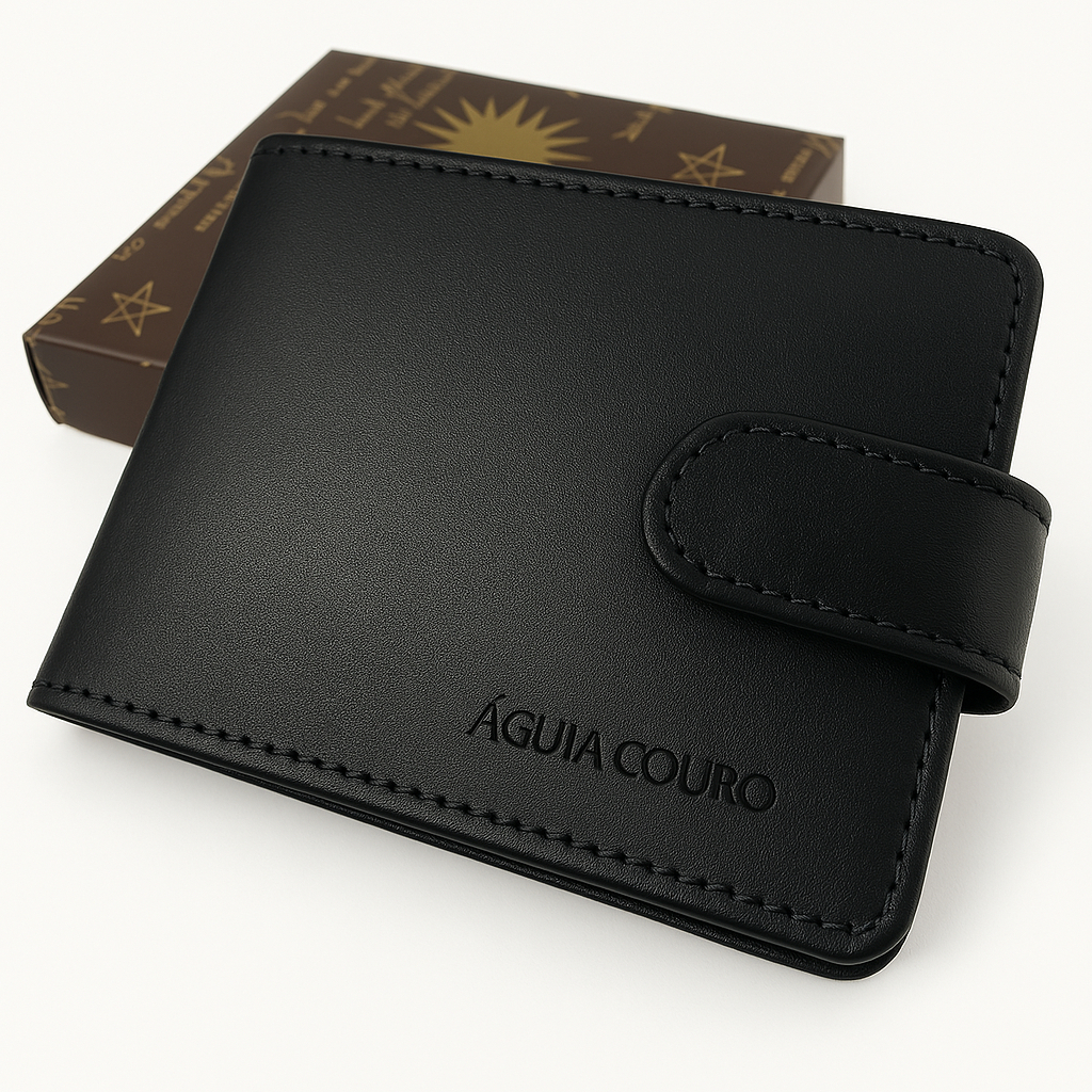 Carteira Masculina Couro 100% Legitimo Premium altíssima qualidade Com Fecho em Oferta na Shopee