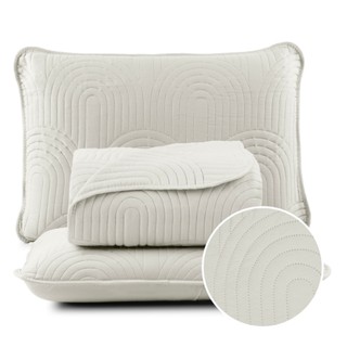Cobre Leito Casal Arcos 200 Fios Dupla Face 3 Peças Colcha Super Soft