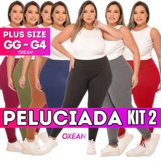 Kit 2 Calças Legging Flanelada Plus Size Grossa Leg Peluciada em Oferta na Shopee