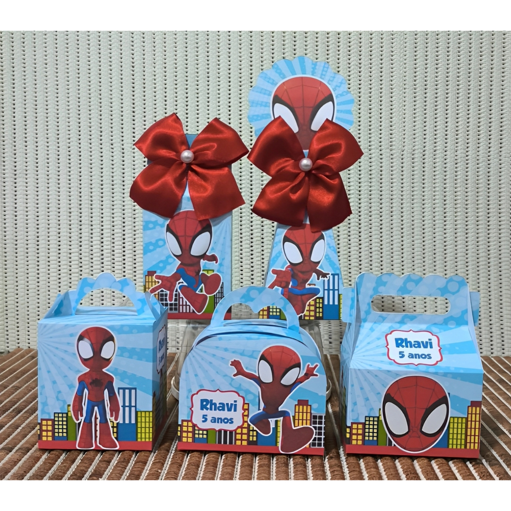 PEGUE E MONTE - Kit Festa Homem Aranha Personalizados Lembrancinhas Caixinhas para festa