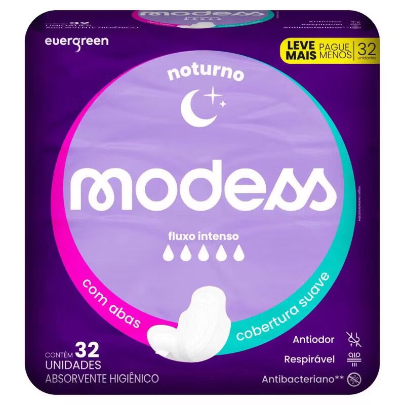 ABSORVENTE MODESS NOTURNO C/ ABAS 32UN suave em Oferta na Shopee